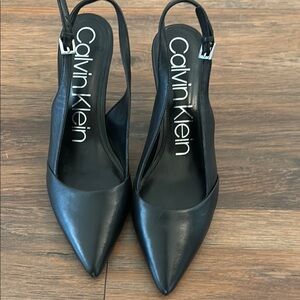 Calvin Klein Black Slingback Heels with Pointed Toe